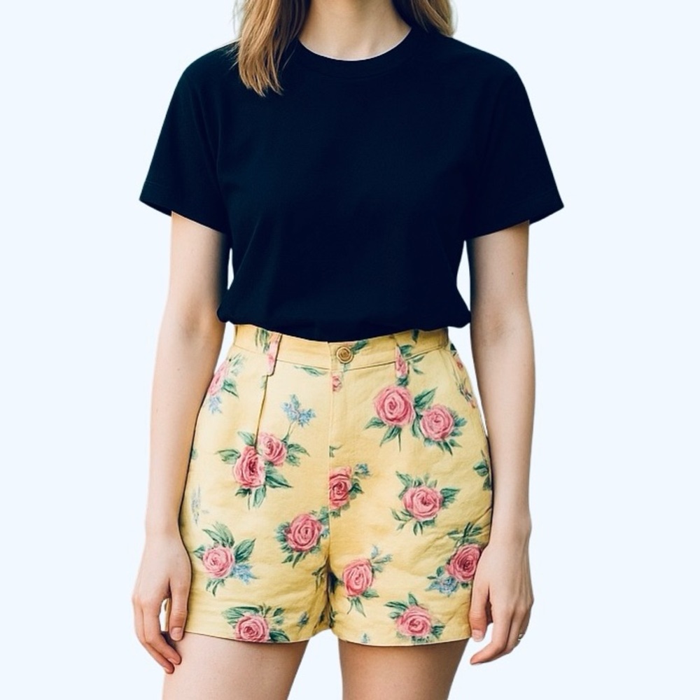 Lauren Ralph Lauren Yellow Floral Linen Shorts Size 8